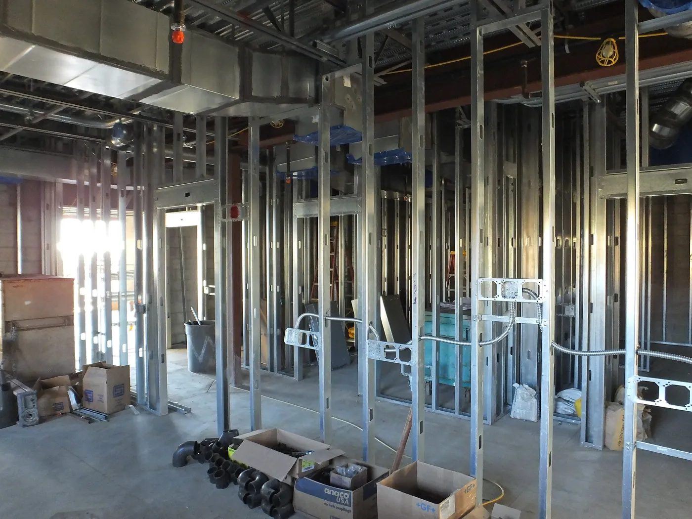 Pritzlaff Conservation Center Construction, looking southwest across first floor common area 
