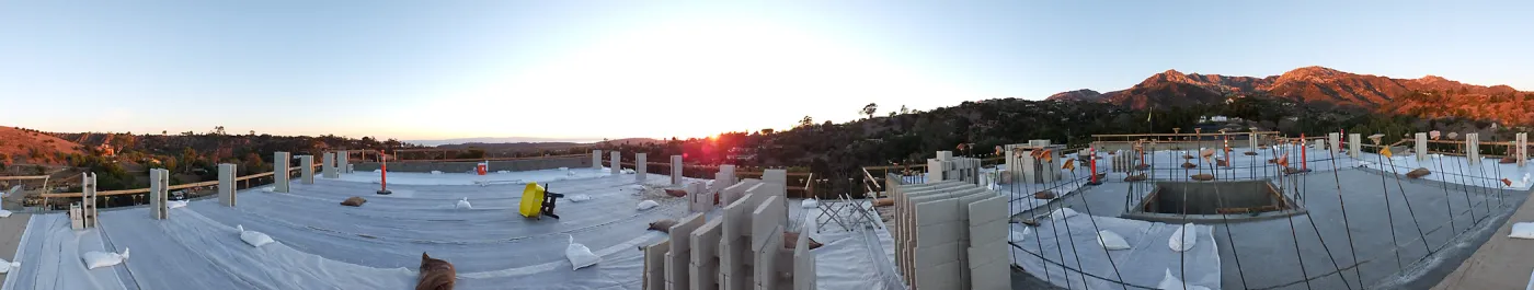 Pritzlaff Conservation Center Construction, panorama from center of roof 