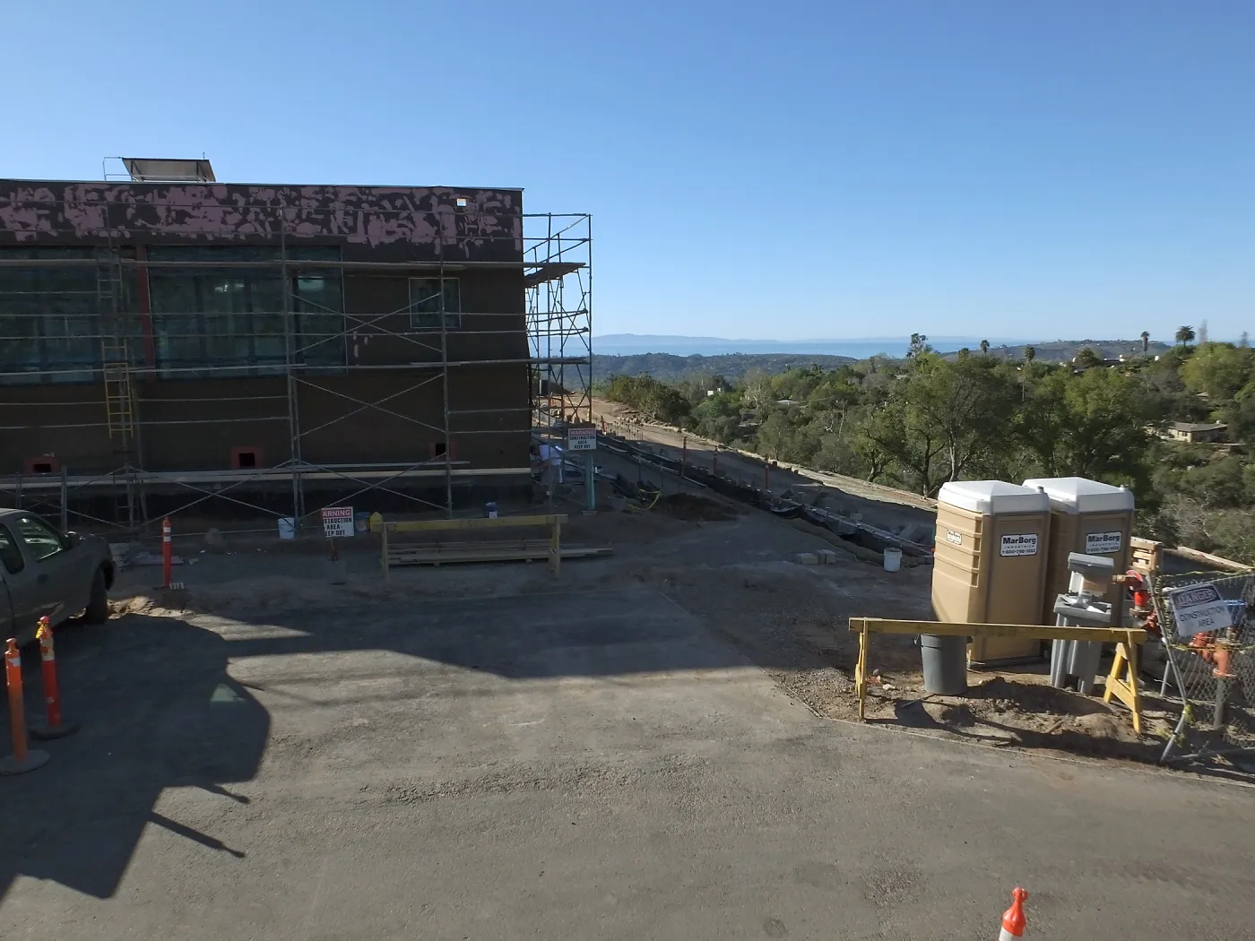 Future location of two Island Oaks, flanking the entrance to the new Island Section at the Pritzlaff Conservation Center
