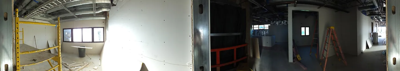 Pritzlaff Conservation Center Construction, panorama from center of second floor
