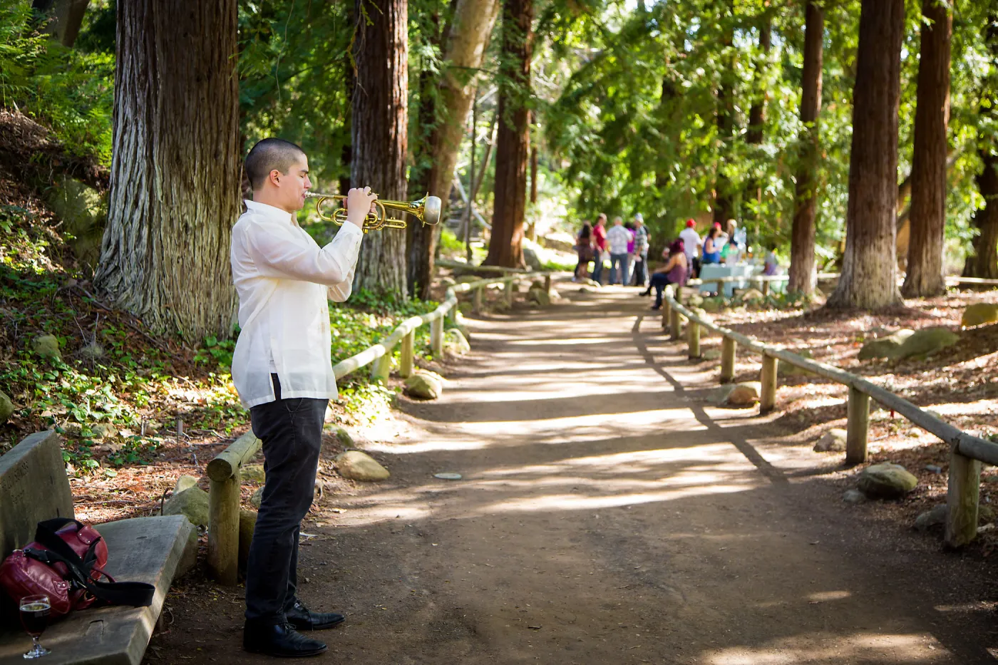 2016 Santa Barbara Beer Garden Event, Harry Swalley, trumpet in the Redwoods