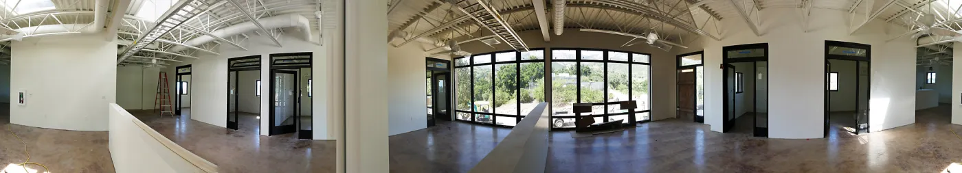 Pritzlaff Conservation Center Construction, panorama of Administrative Bullpen