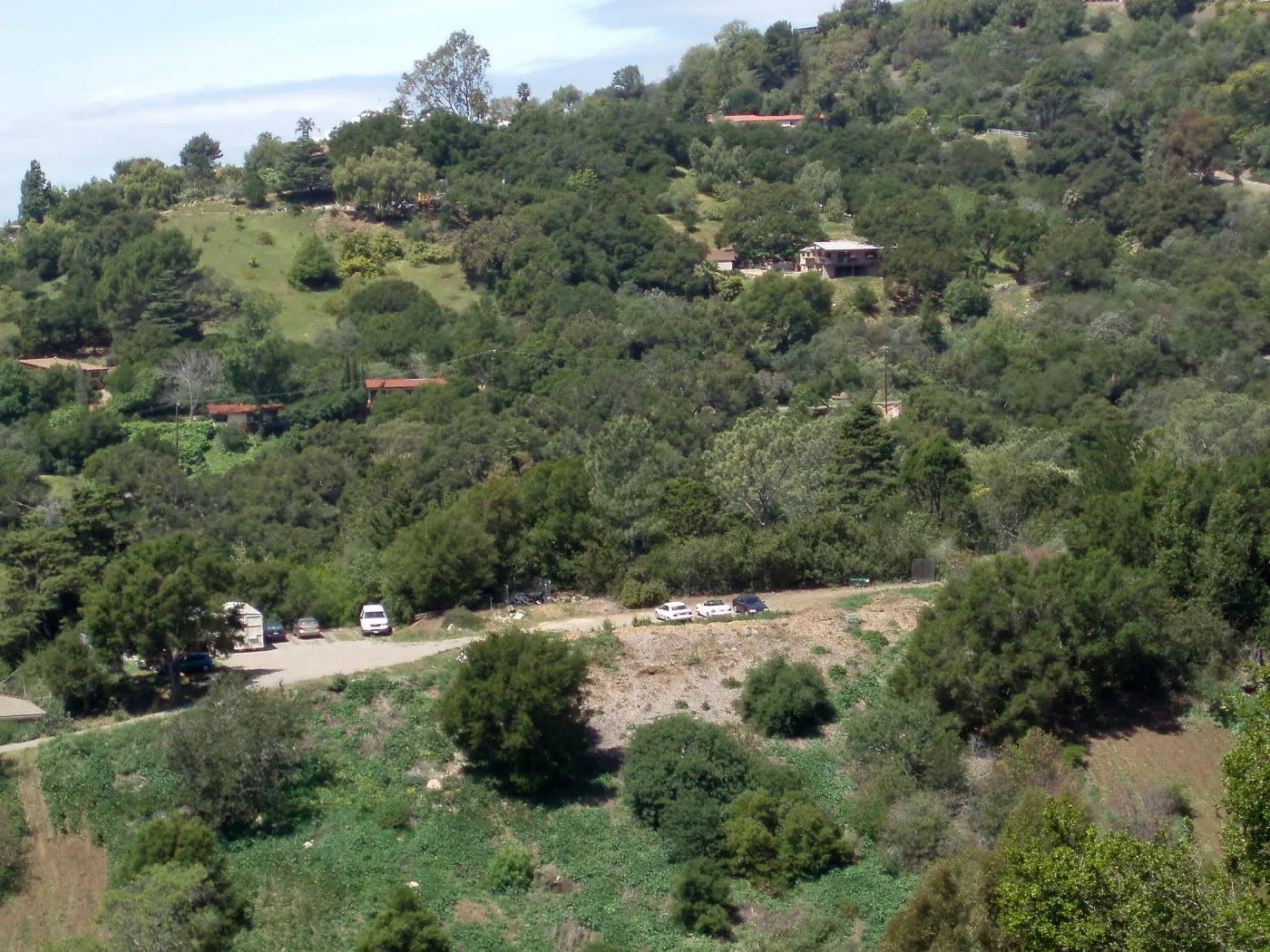 View of upper parking area from Cavalli Ridge