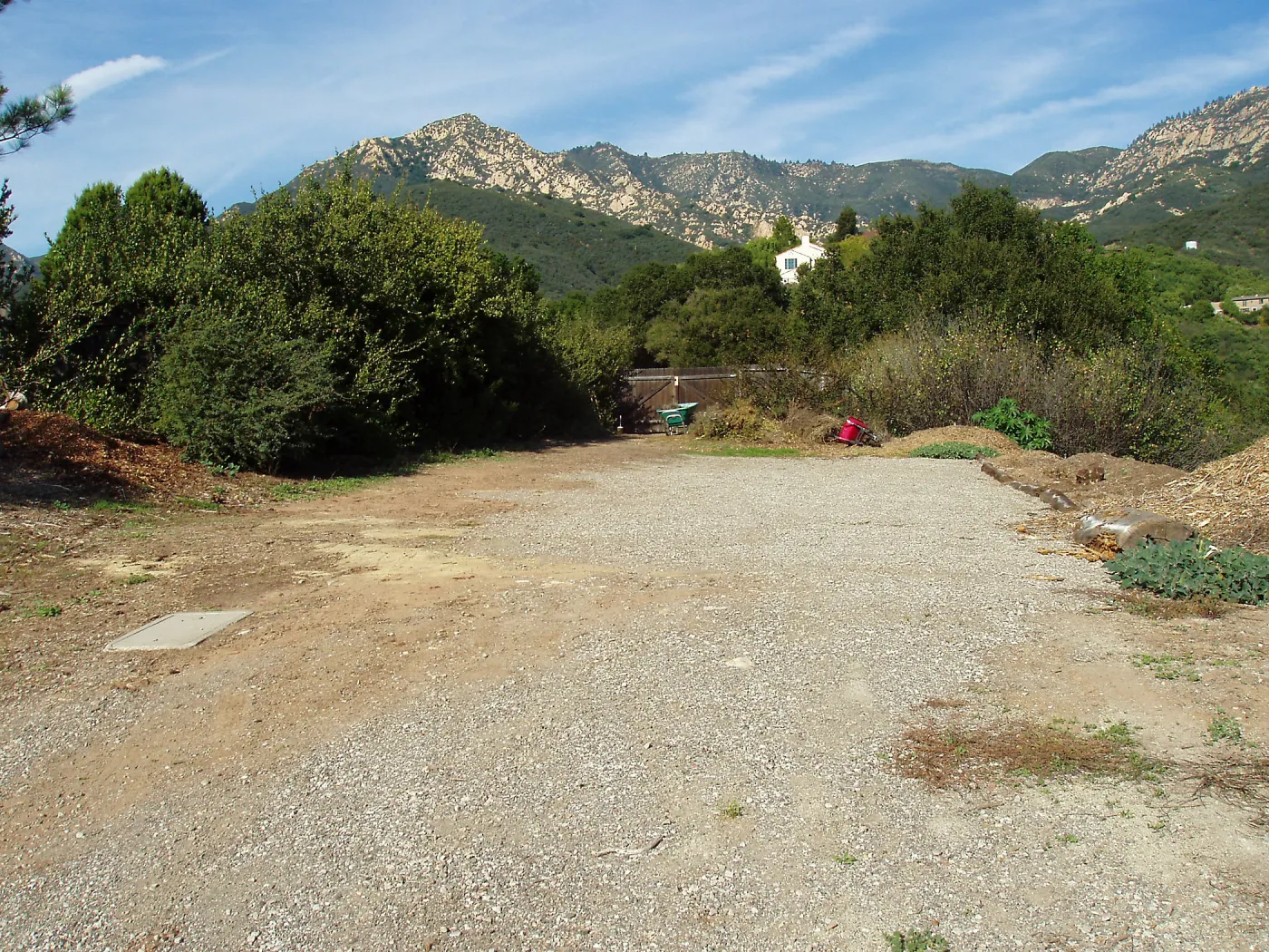 View of upper parking area from south