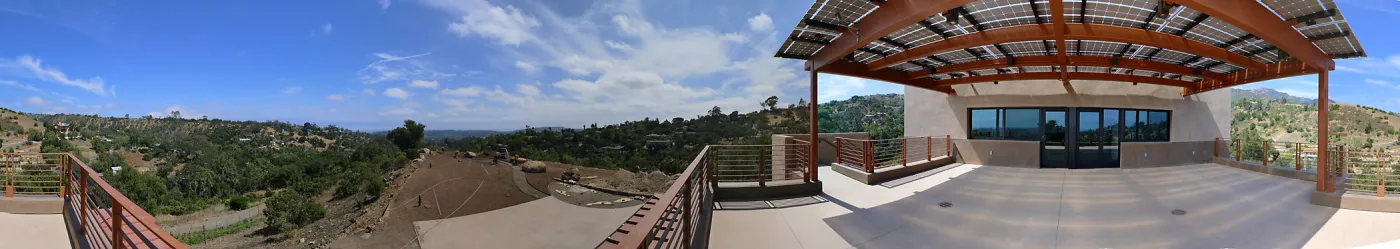 Pritzlaff Conservation Center Construction, panorama from south deck railing