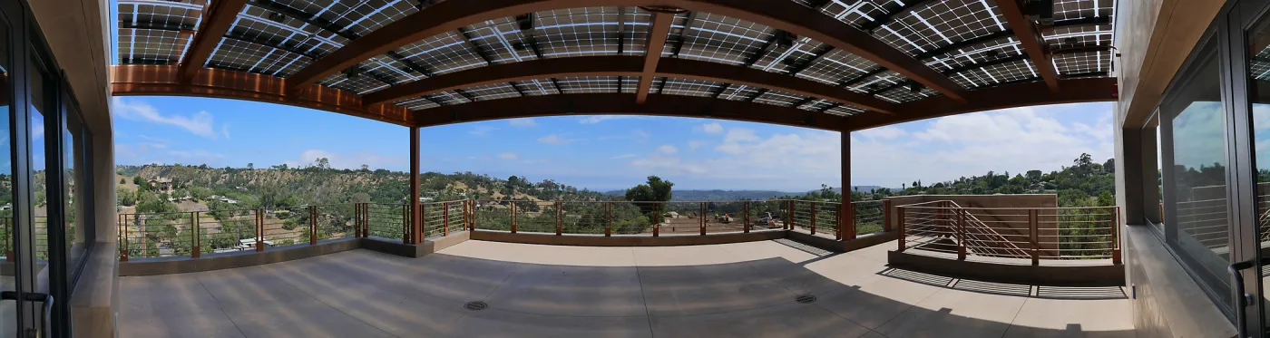 Pritzlaff Conservation Center Construction, panorama from south deck doorway