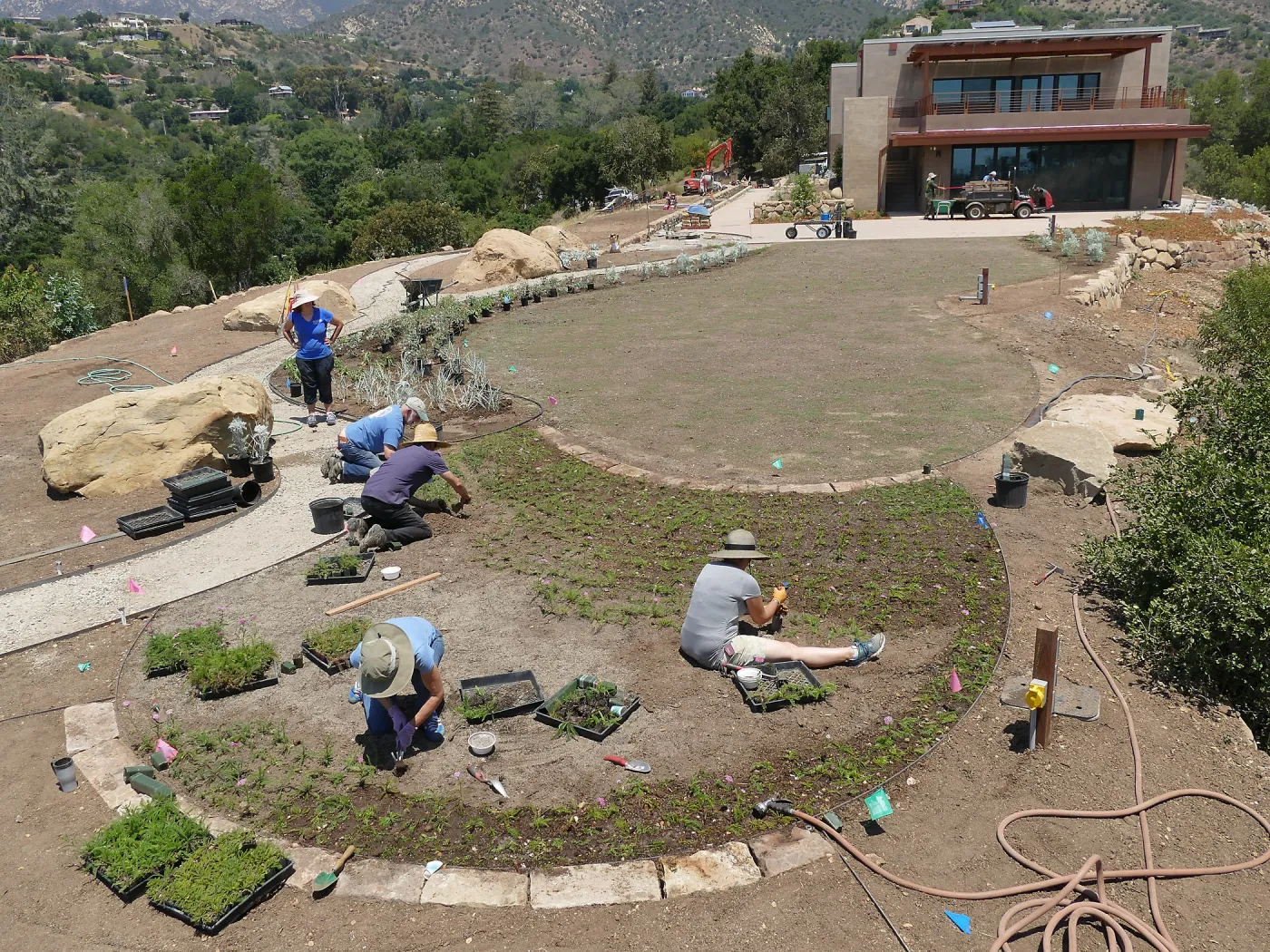 Volunteers and staff planting the new Island View Garden