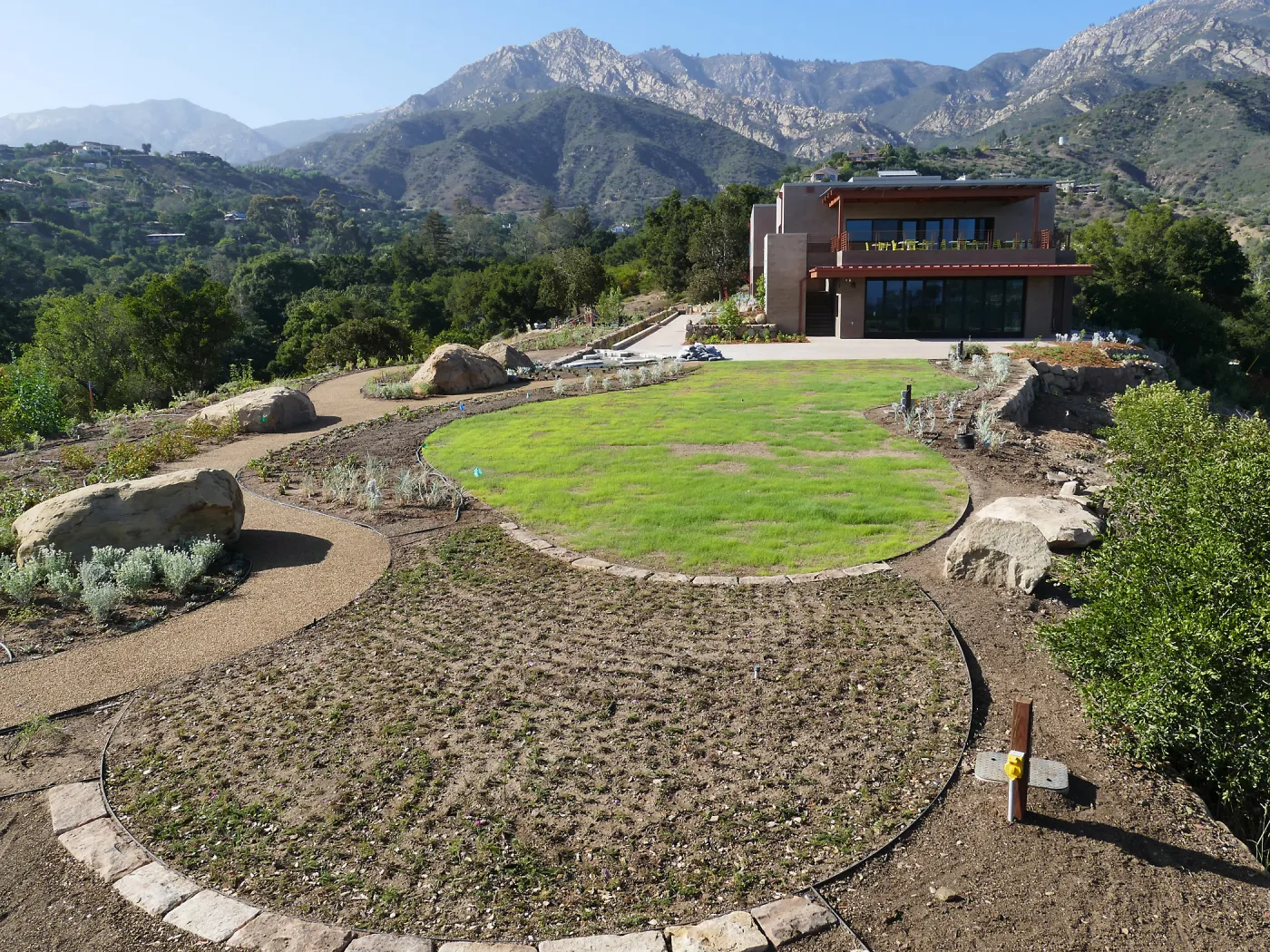 Island View Garden Installation, view looking northeast from boulder near south steps