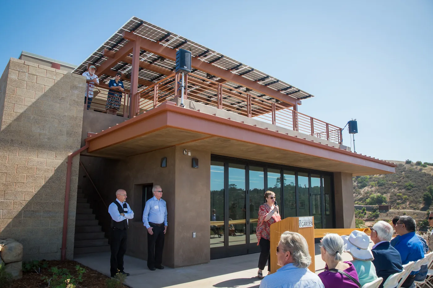 Pritzlaff Conservation Center Ribbon Cutting Celebration, Ann Symington speaking to guests