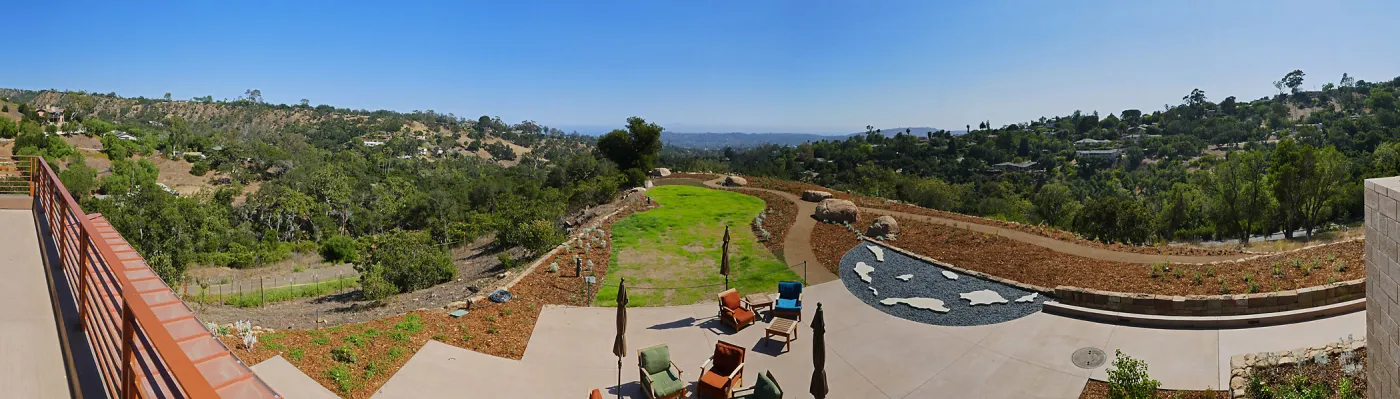 Island View Garden Installation, panorama from Pritzlaff Conservation Center Deck