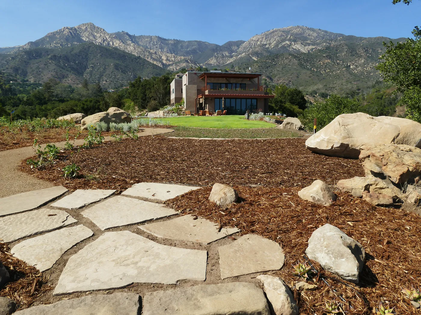 Island View Garden Installation, view looking northeast from south steps