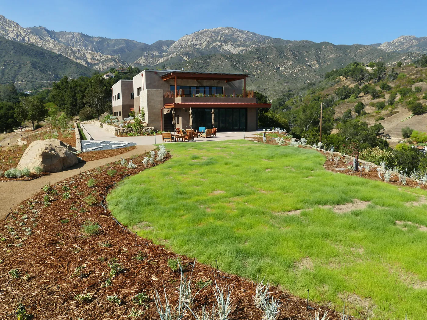 View of Pritzlaff Conservation Center looking northeast from the Island View Garden