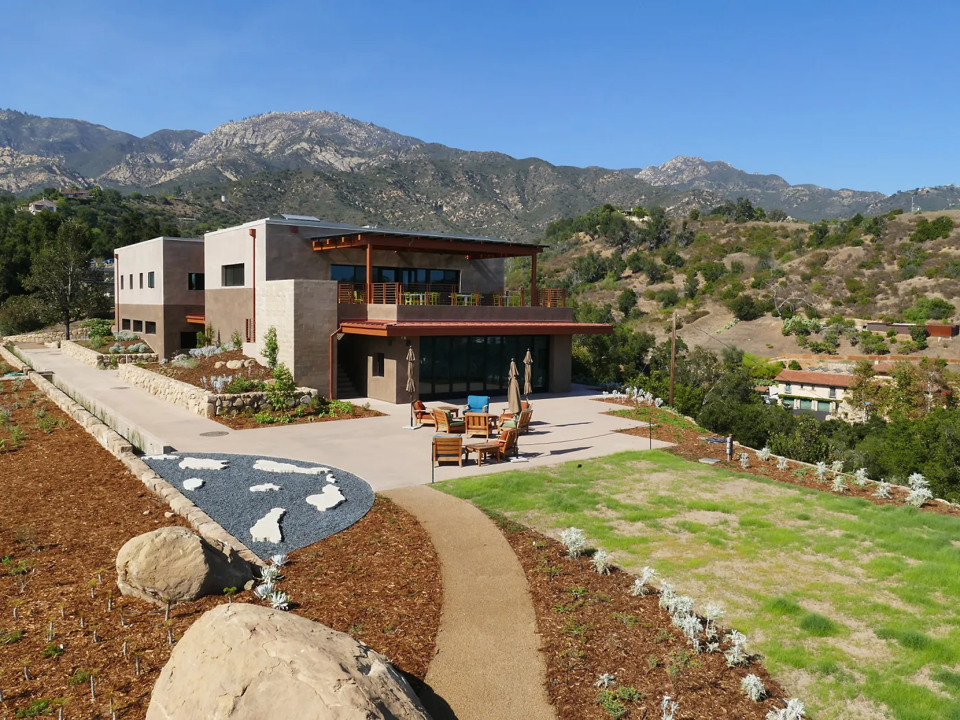 View of Pritzlaff Conservation Center looking northeast from the Island View Garden