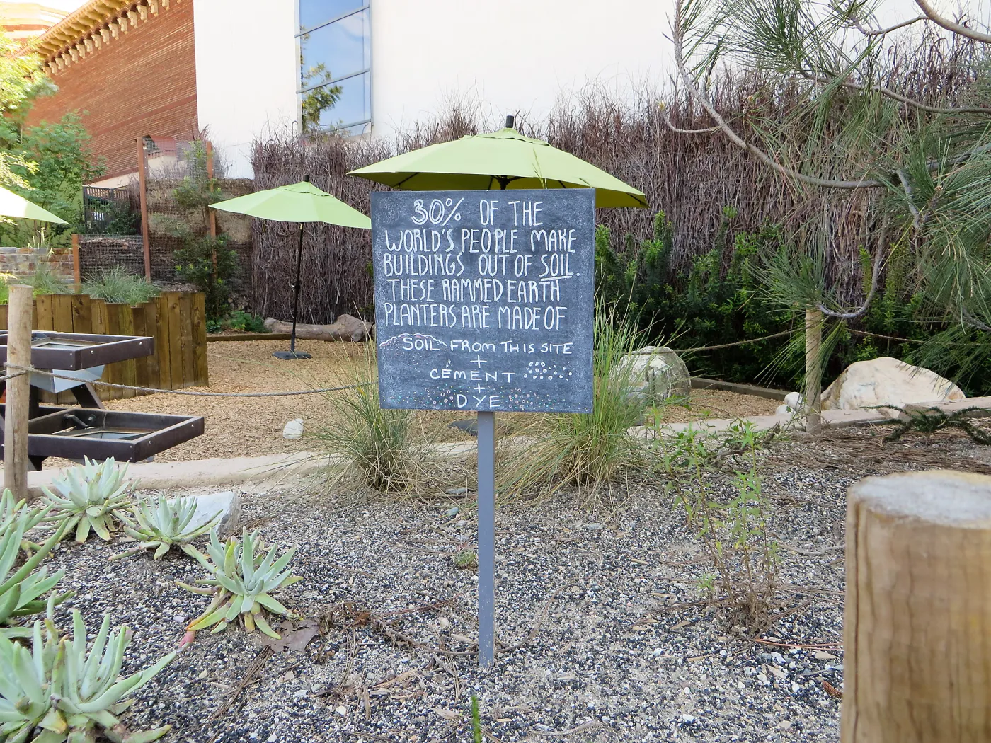 Natural History Museum of Los Angeles, Nature Gardens, Planter signage