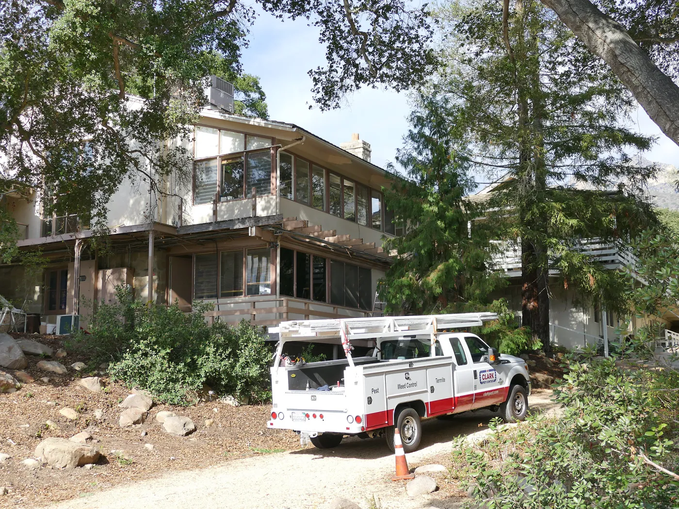 Library structural repair work, east side decking