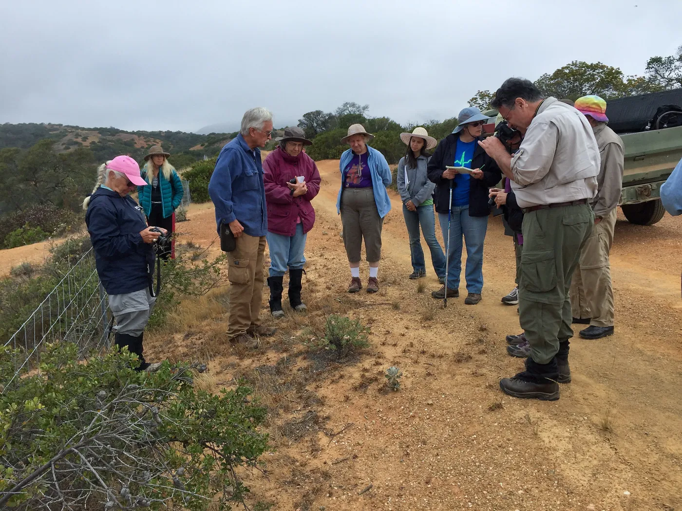 Santa Cruz Island Trip, group with Steve Junak (Inge Rose, Diana Blanchard, Steve Junak, Diane Fox, Jan Stone, Michelle Gee, Madeline Fay, Chuck Rennie)