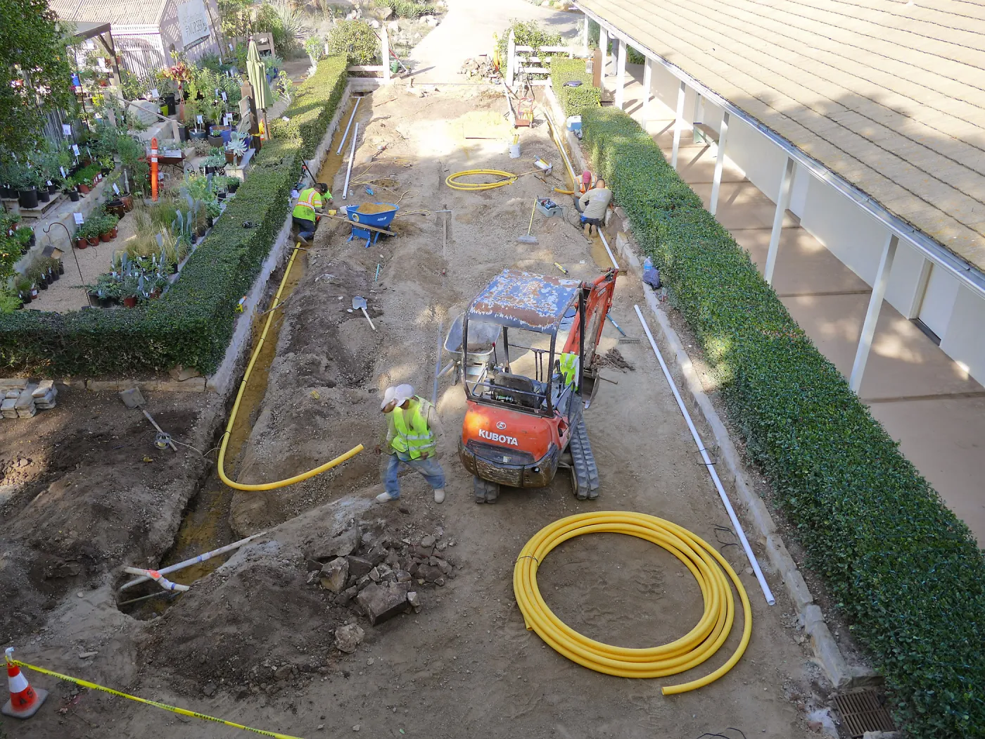 Courtyard renovation, rerouting piping