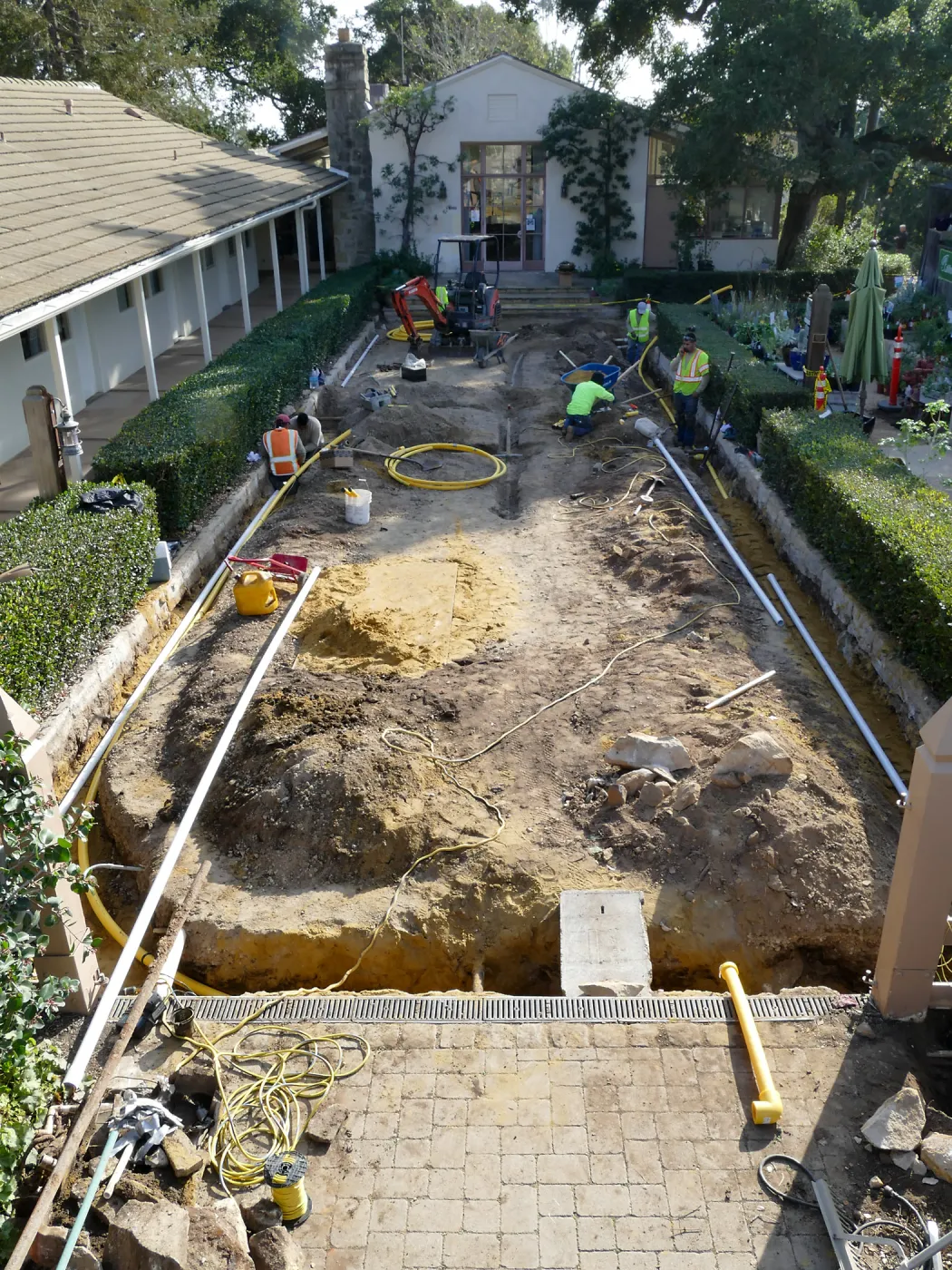 Courtyard renovation, rerouting piping