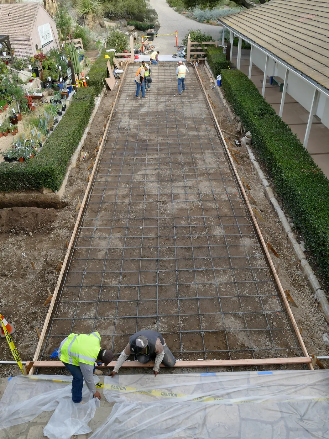 Courtyard renovation, preparing to pour concrete