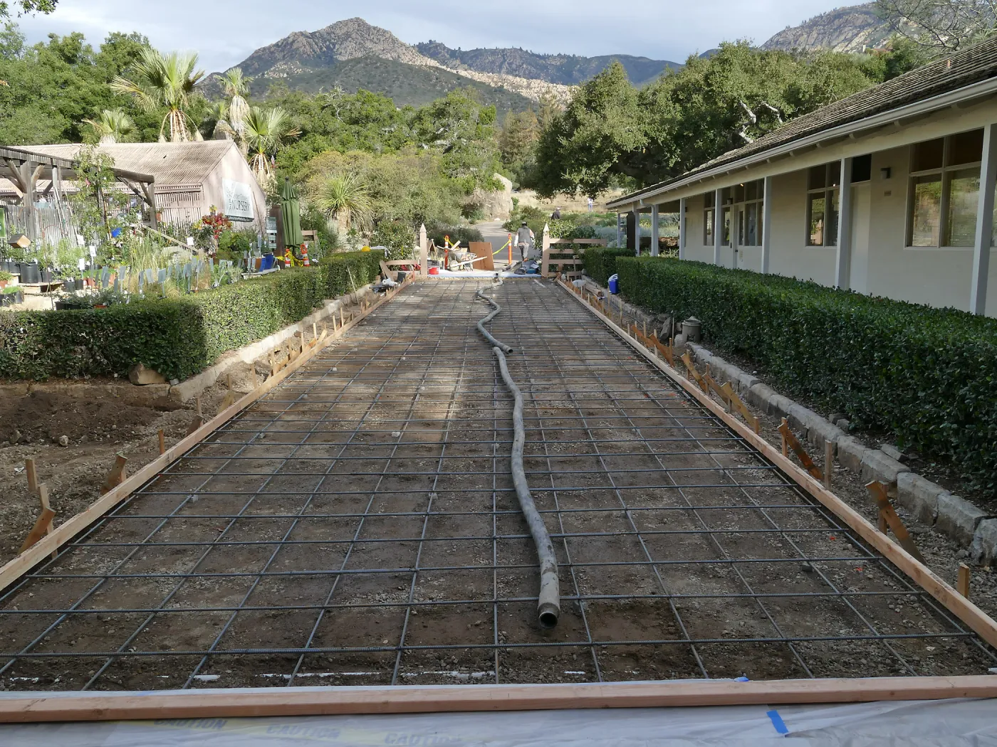Courtyard renovation, preparing to pour concrete
