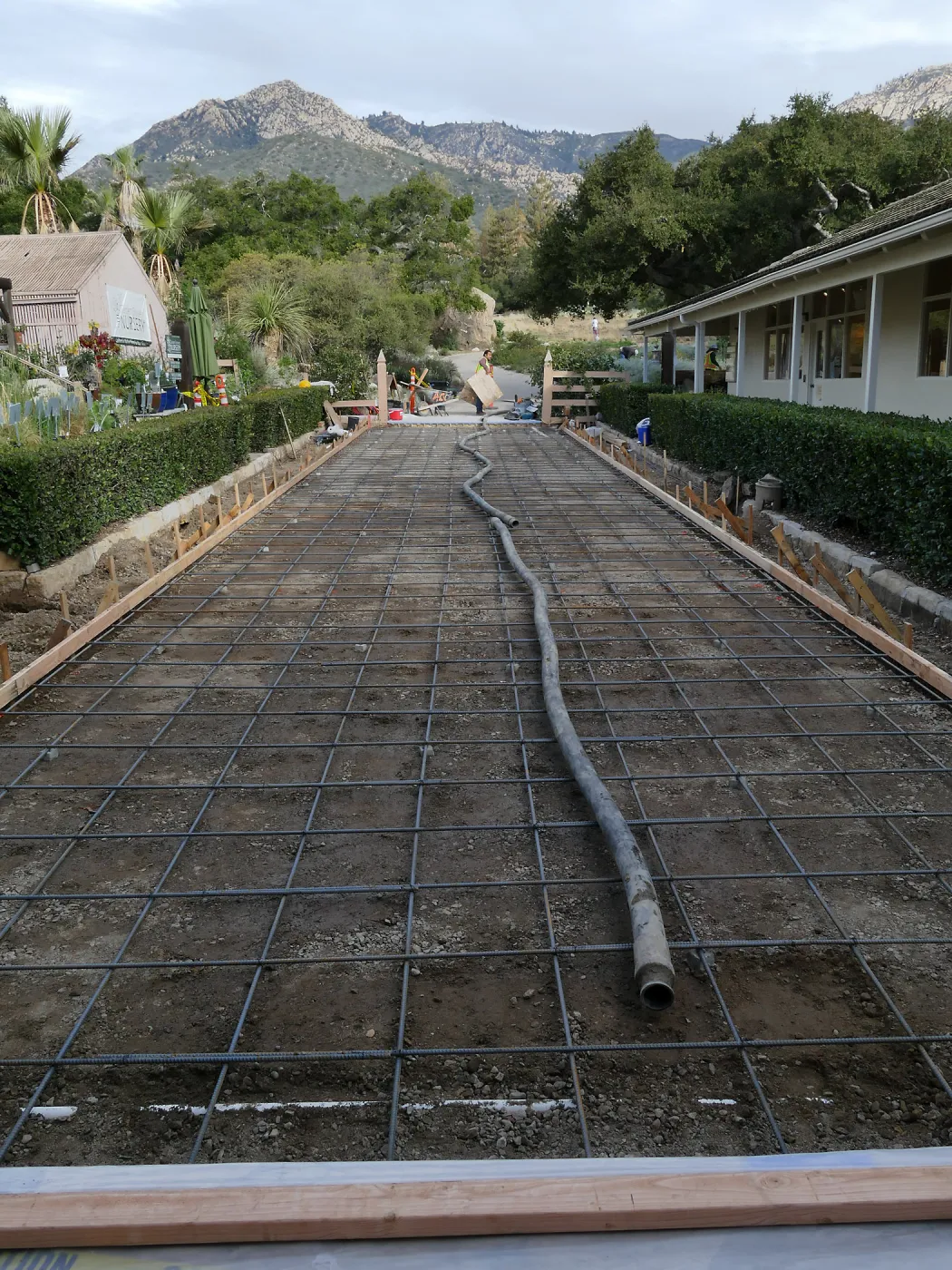Courtyard renovation, preparing to pour concrete