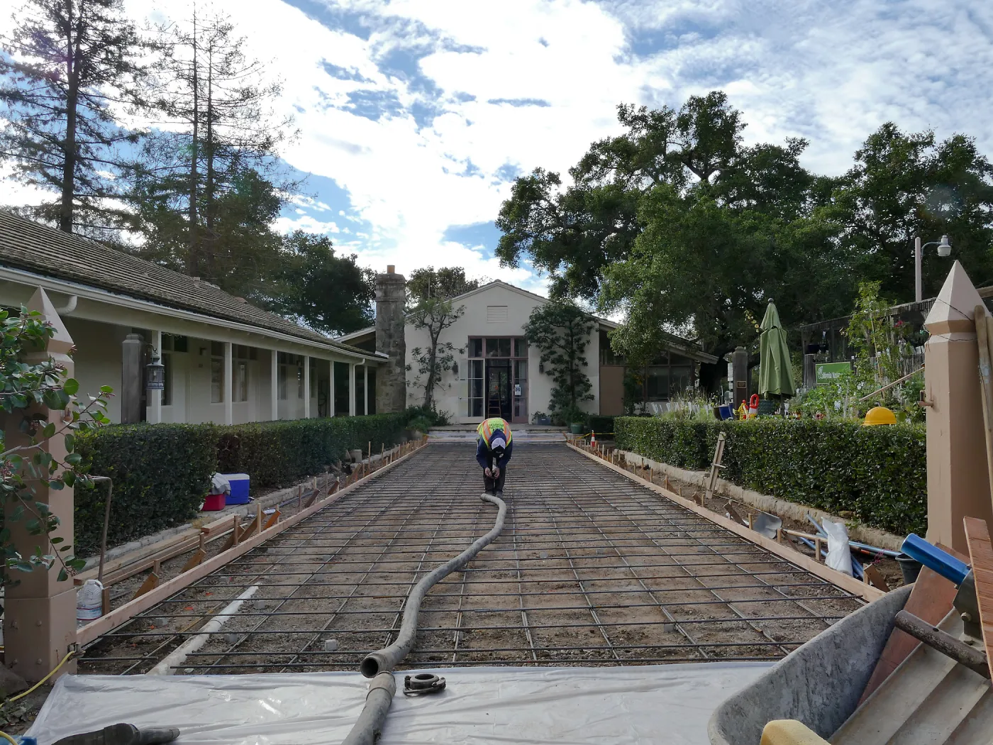 Courtyard renovation, preparing to pour concrete