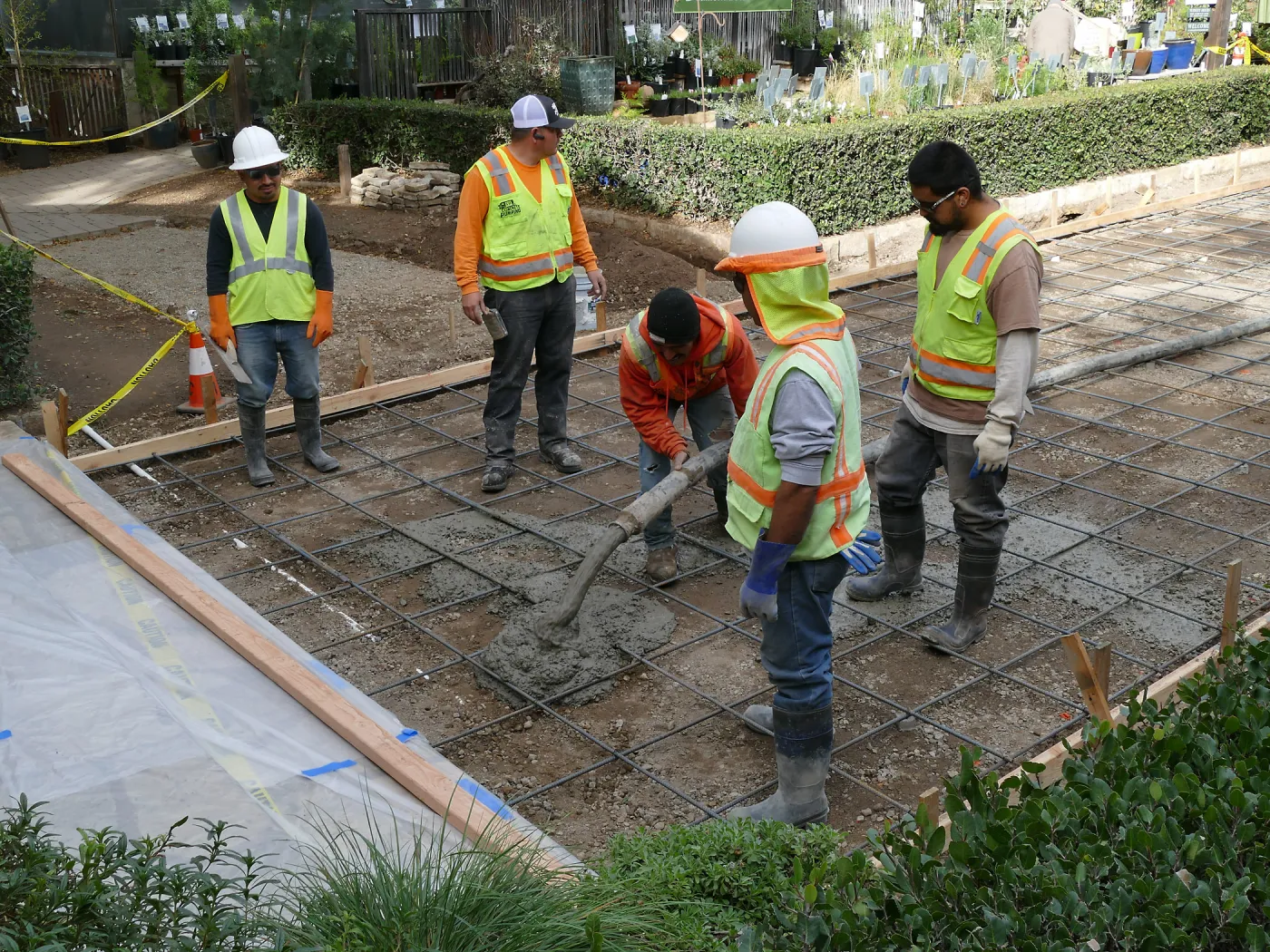 Courtyard renovation, pouring concrete
