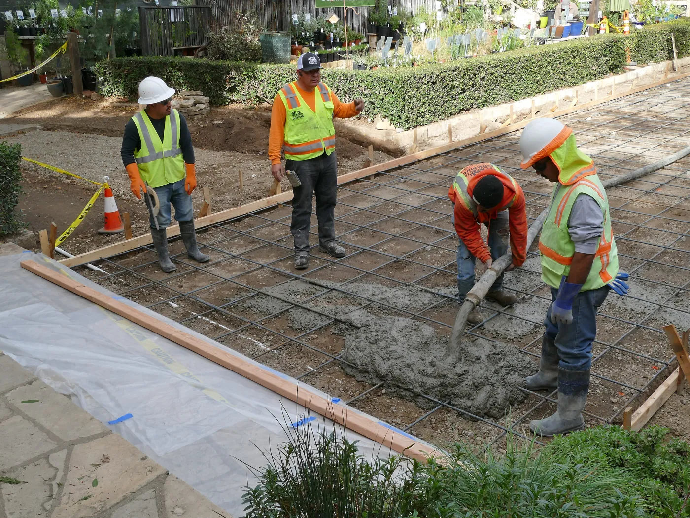 Courtyard renovation, pouring concrete