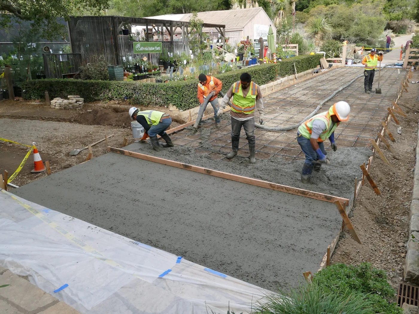 Courtyard renovation, pouring concrete