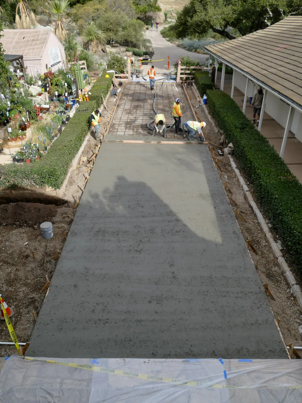 Courtyard renovation, pouring concrete