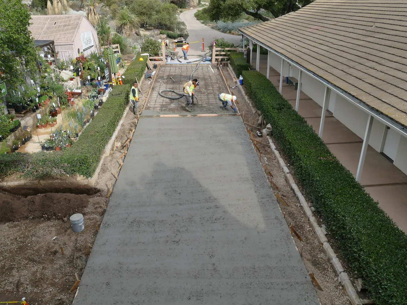 Courtyard renovation, pouring concrete