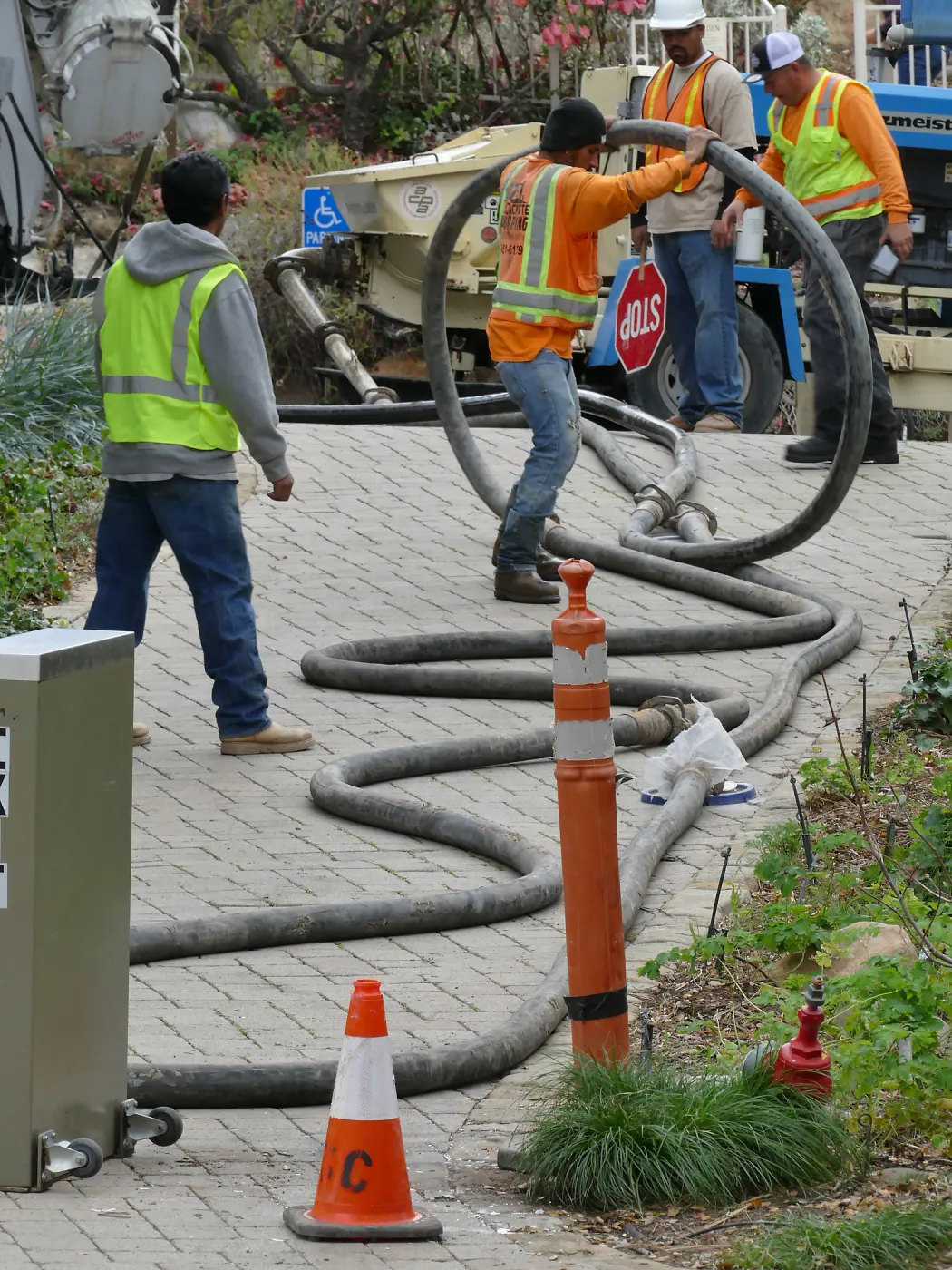 Courtyard renovation, concrete crew