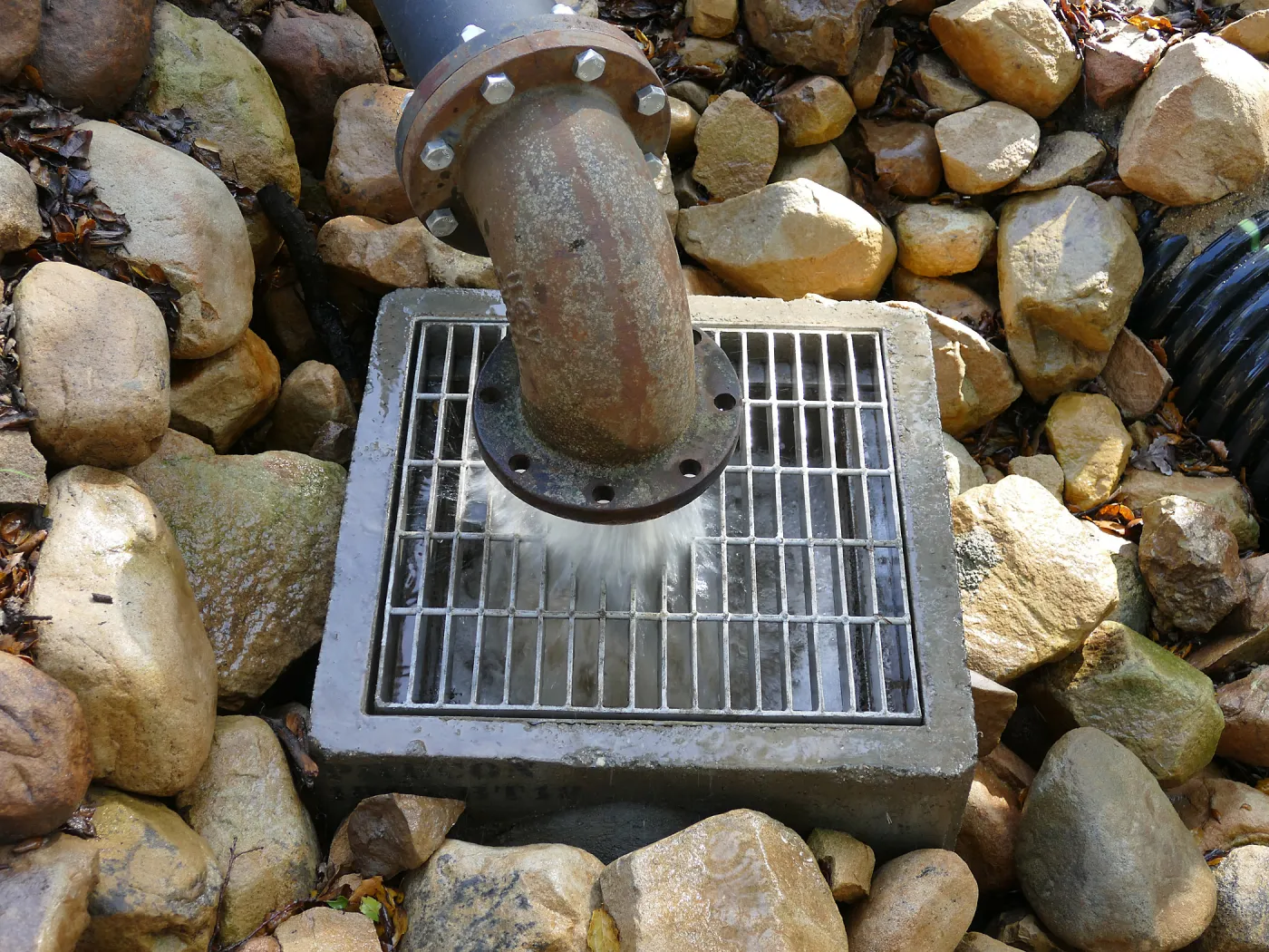 Collected stormwater being transferred to irrigation system
