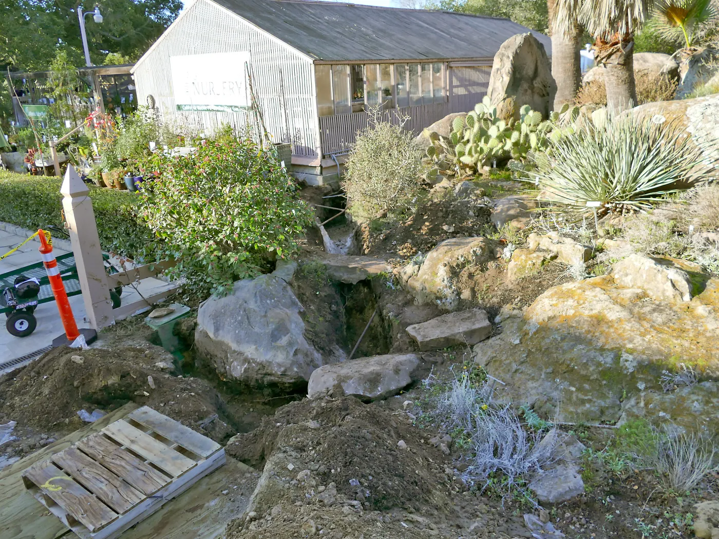 Gas line rerouting in Courtyard and Garden Growers Nursery