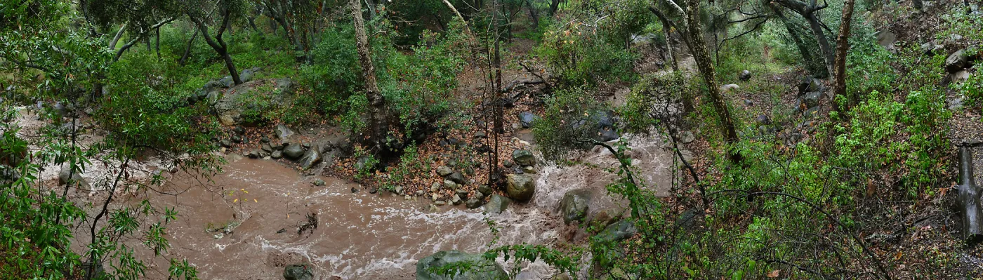 Mission Creek during rainstorm, just above lower crossing