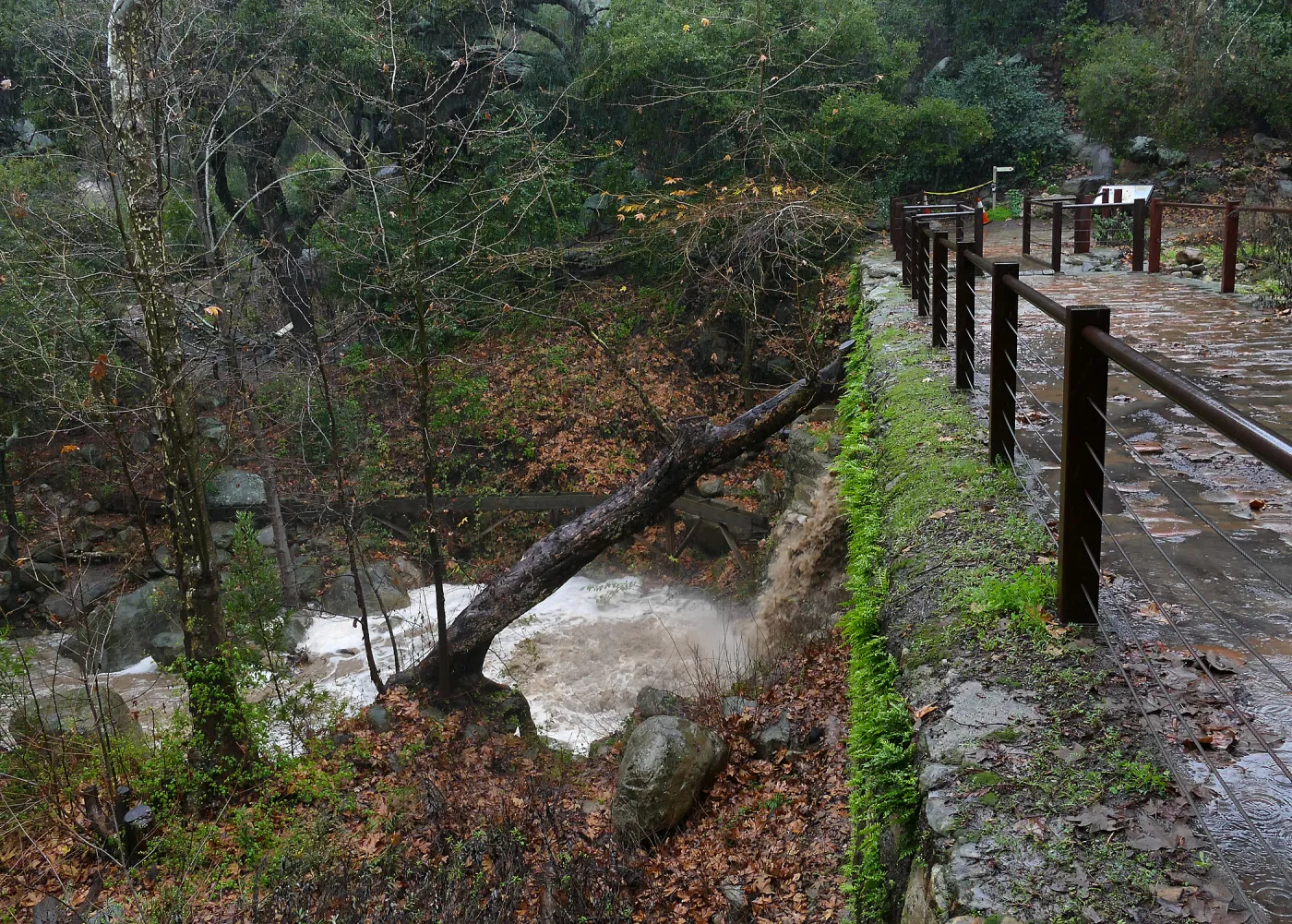 Mission Dam during rainstorm