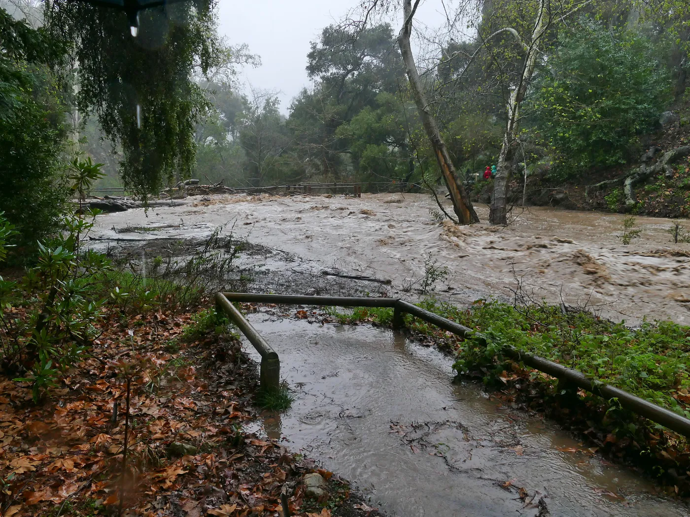 View from Redwood Section to Mission Dam during rainstorm