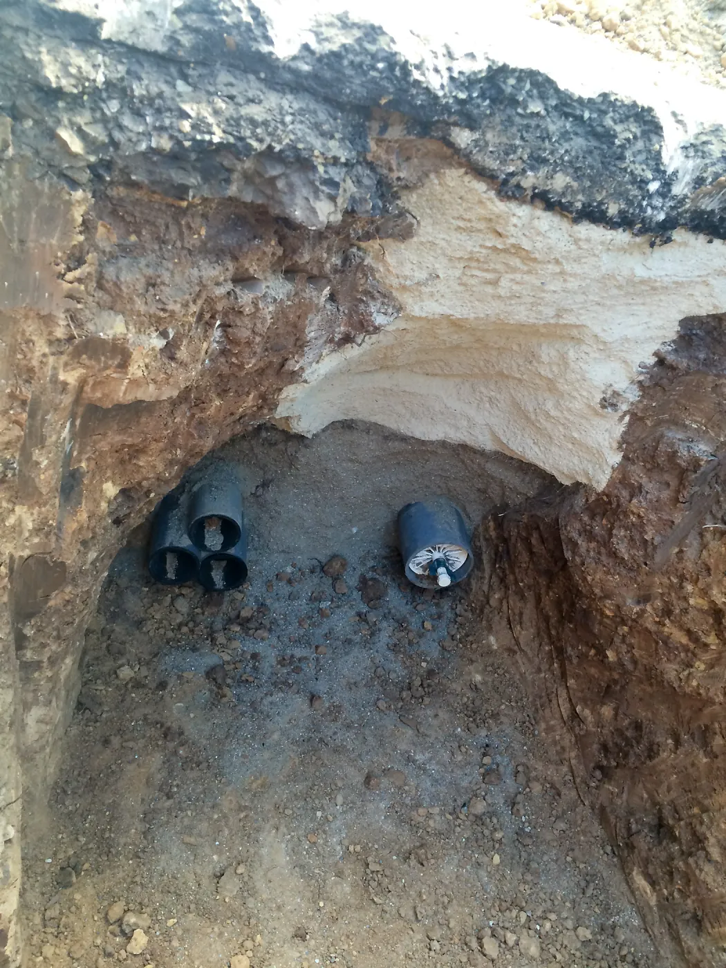 Utility trench at south end of main parking lot for power and data conduit to be installed in the Arroyo Section