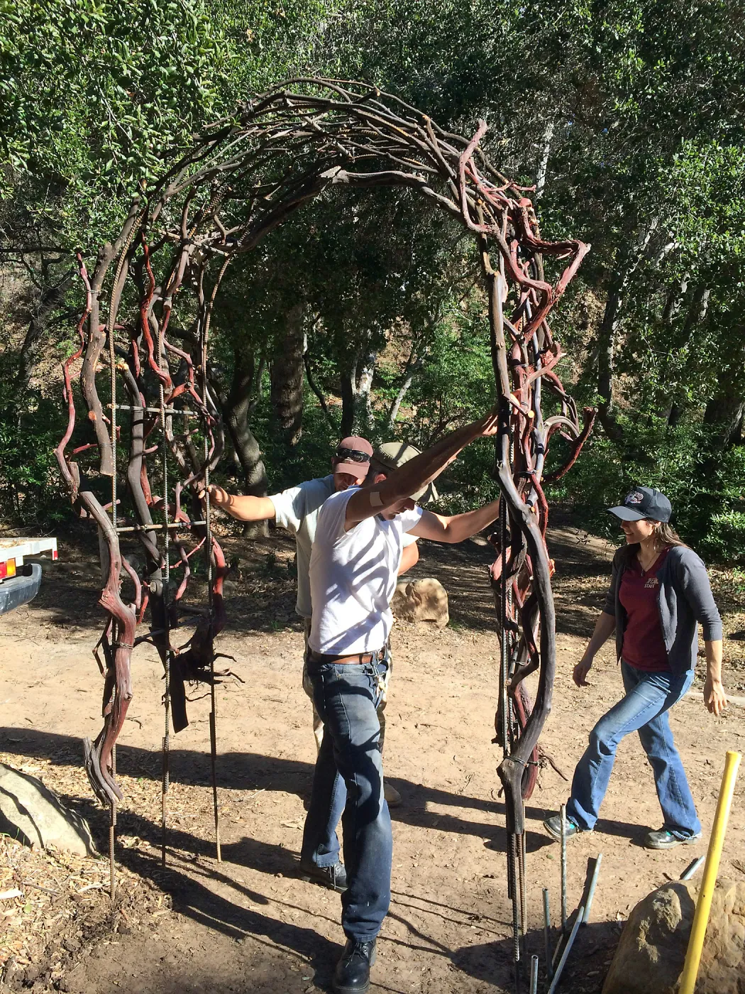 Installation of arch at the Centennial Maze