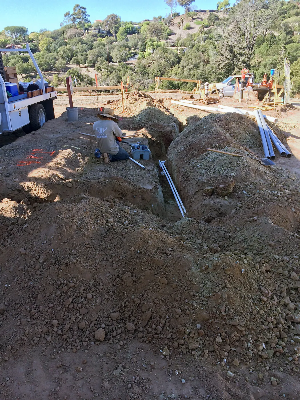 Installation of irrigation pipes at Pritzlaff Conservation Center