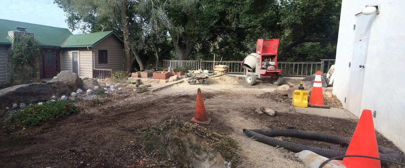 Getting ready for resurfacing of path by Cottage