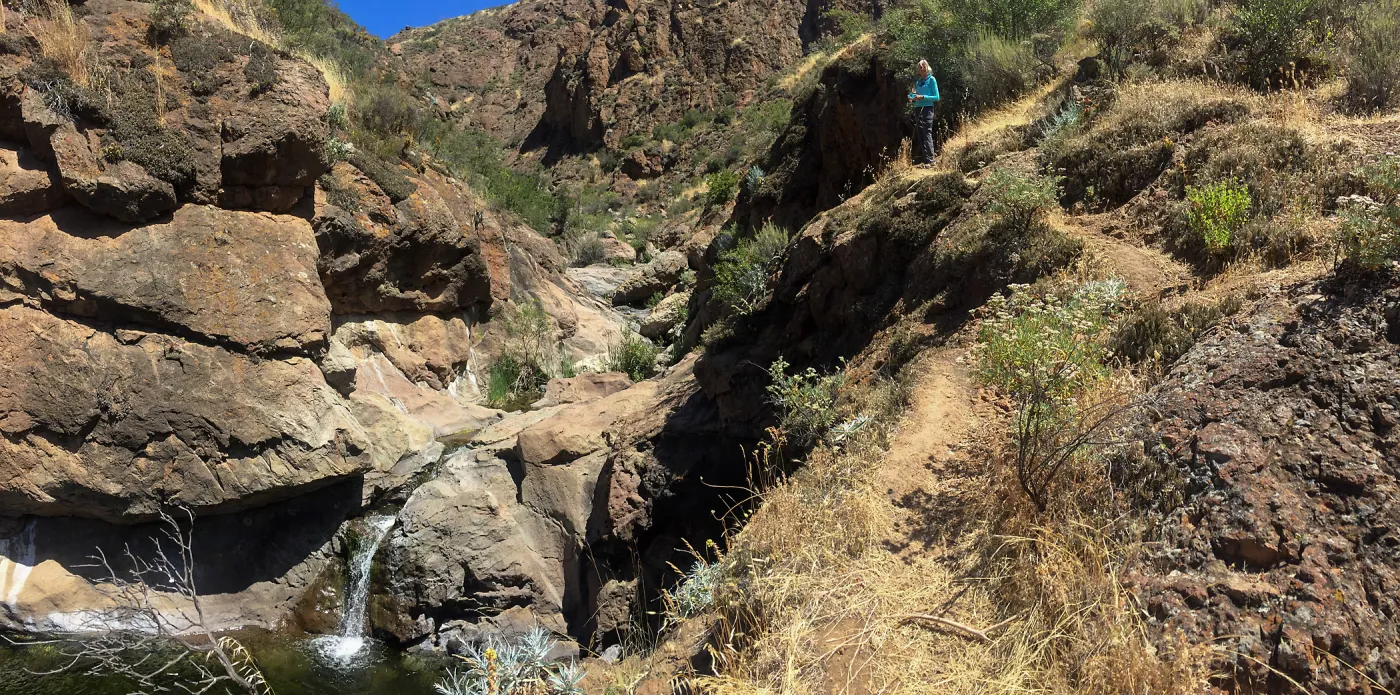 Santa Cruz Island Trip, Nancy Deacon-Davis above La Cascada