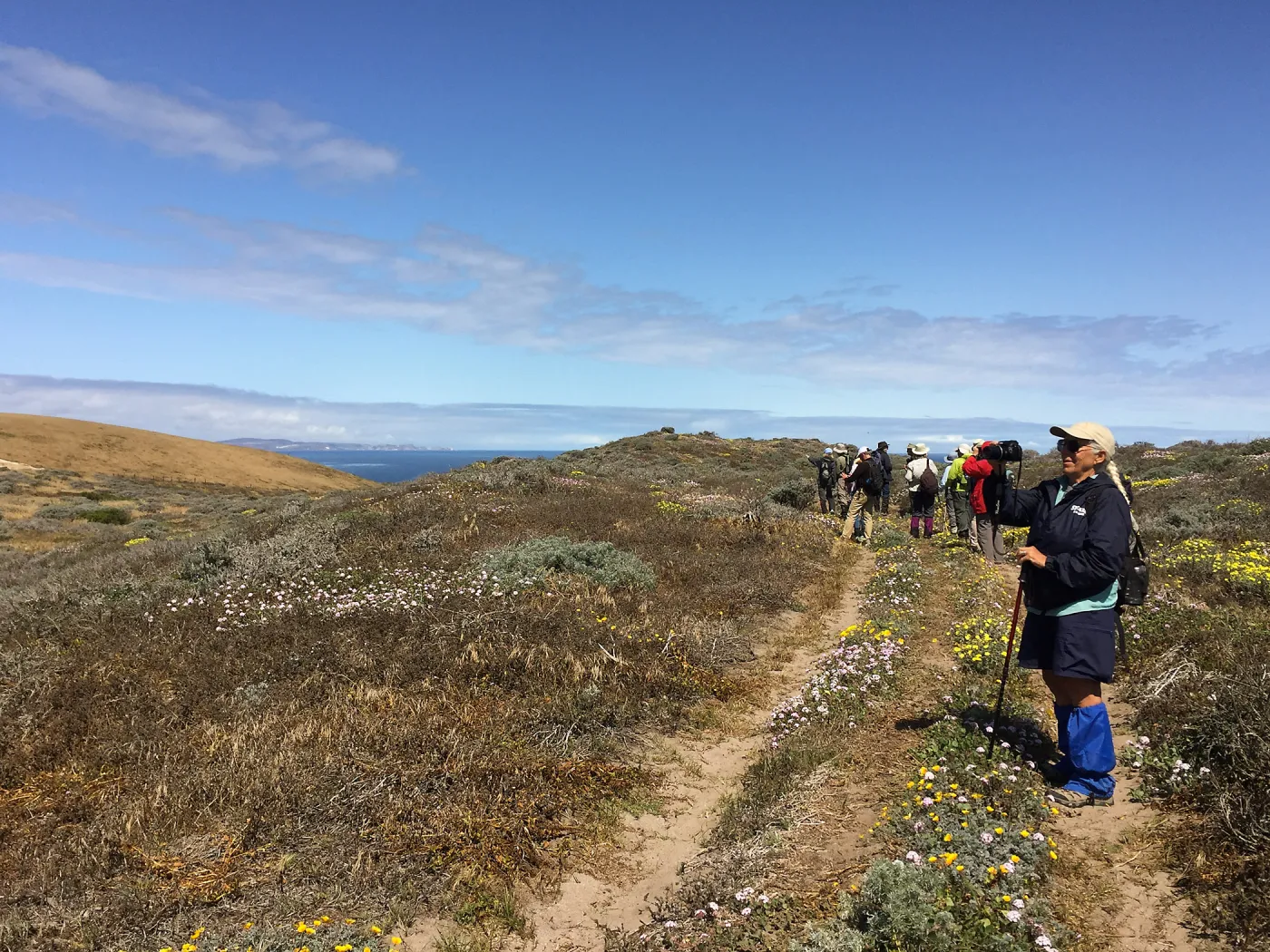 Santa Rosa Island Trip, Looking out towards San Miguel Island, Inge Rose and group hiking to Carrington Point