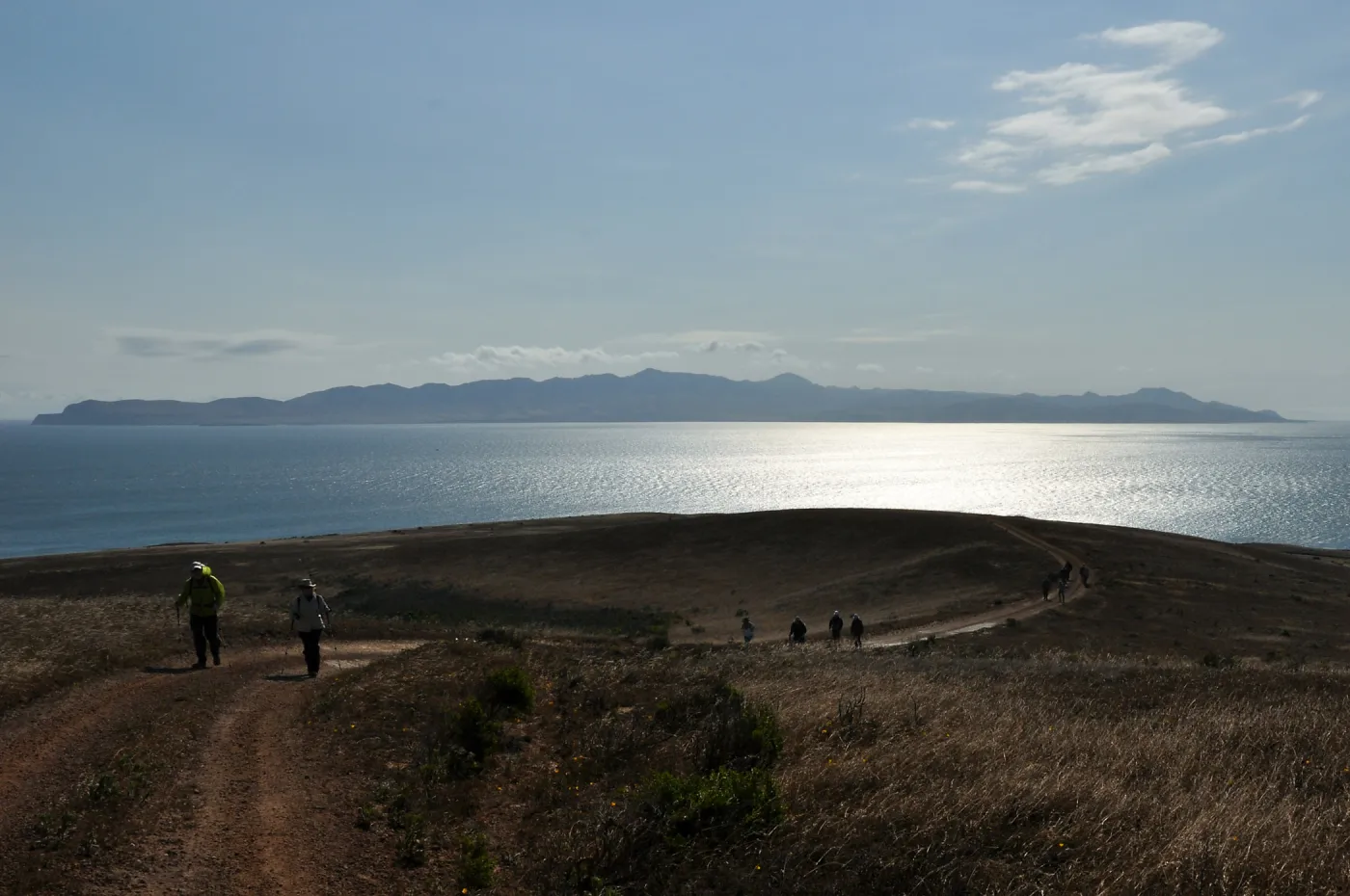 Santa Rosa Island Trip, Group hiking along Smith Highway towards Lobo Canyon