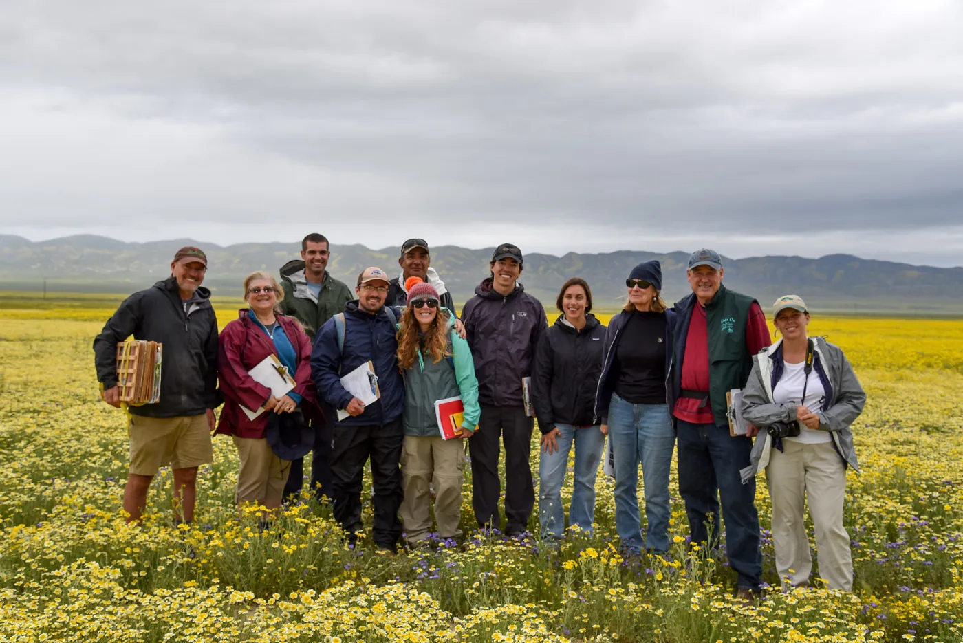 Dr. Heather Schneider leads a group of citizen scientsts and staff on a rare plant treasure hunt at the Carrizo Plain National Monument