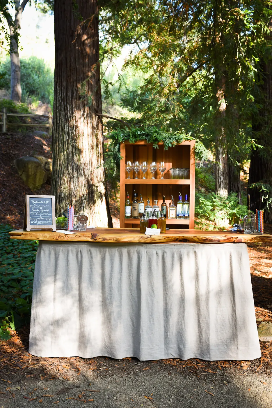 Garden to Table Dinner in the Redwoods 2017, bar setup