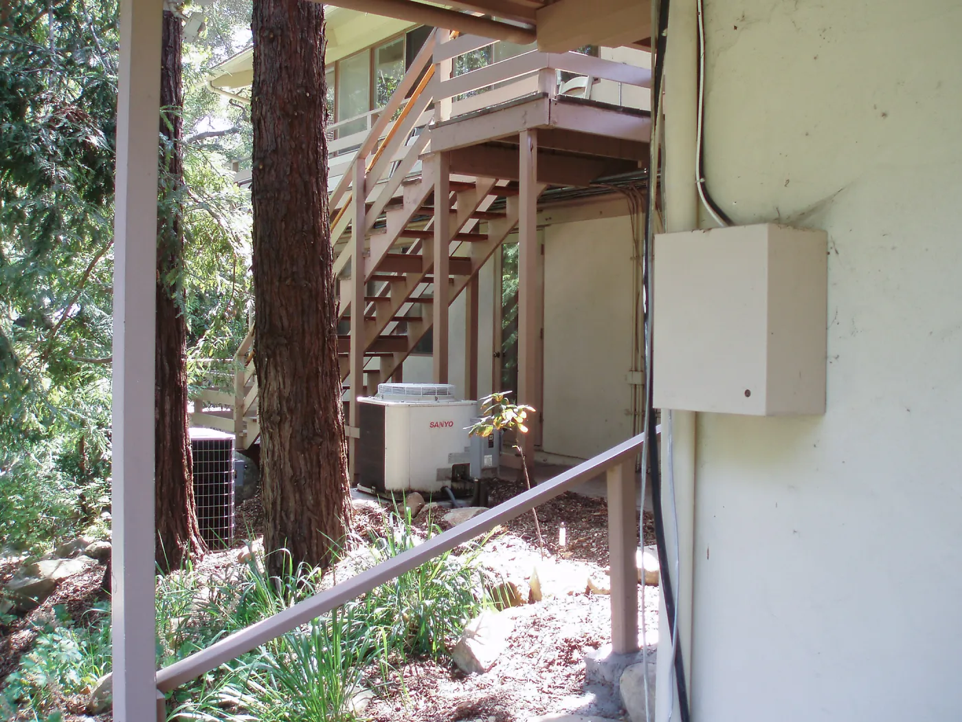 Stairs on east side of Blaksley Library from southeast corner of North Wing