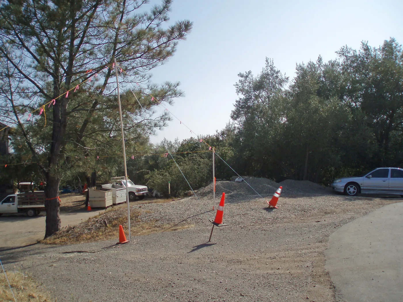 Story poles at north side of Gane House