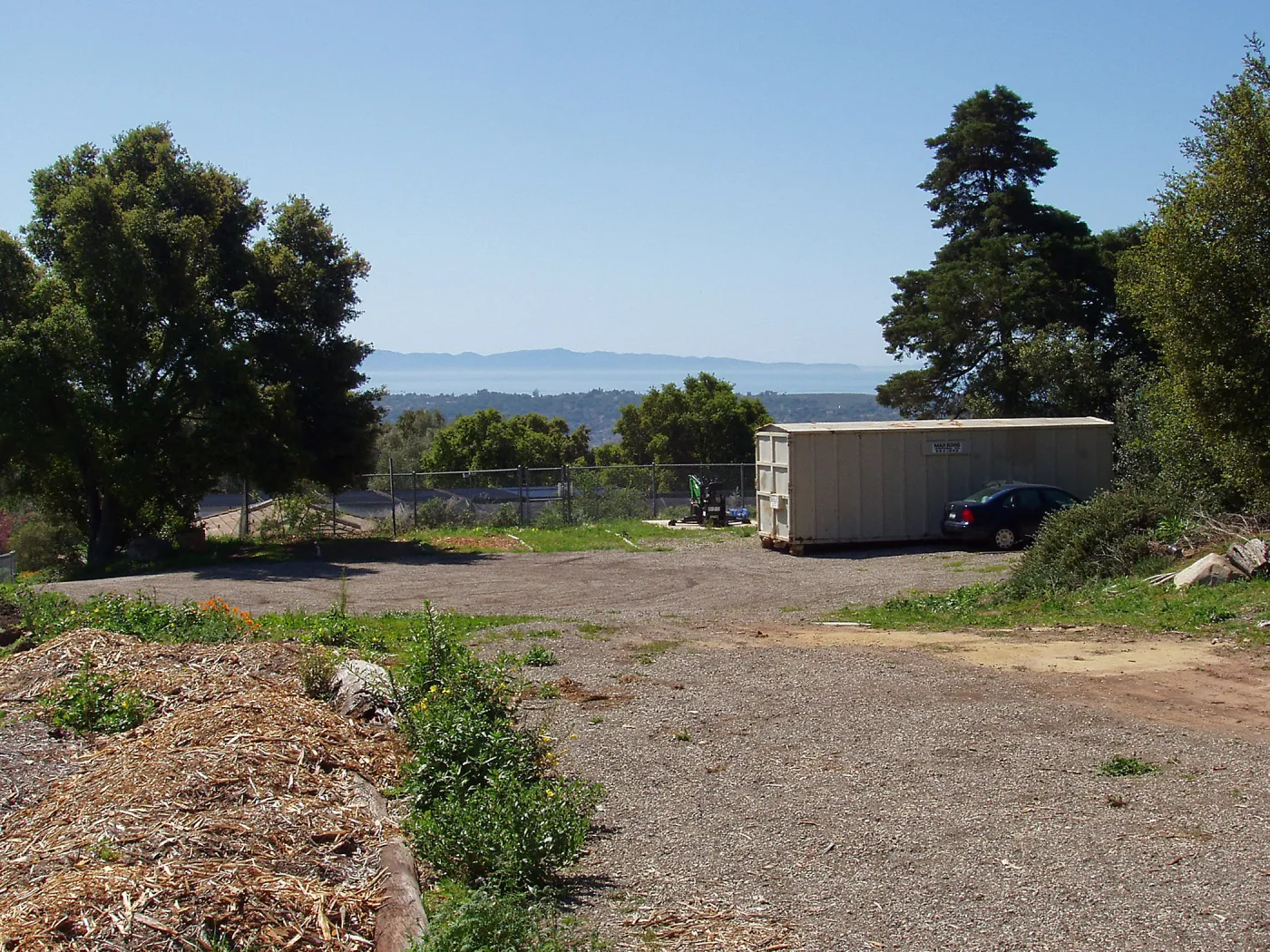 View looking south from upper parking area