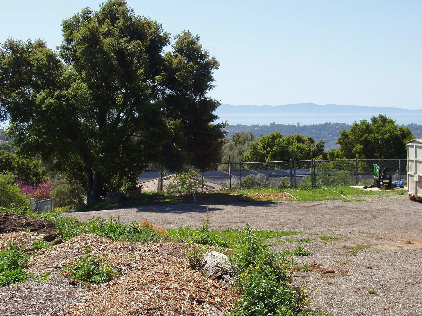 View looking south from upper parking area